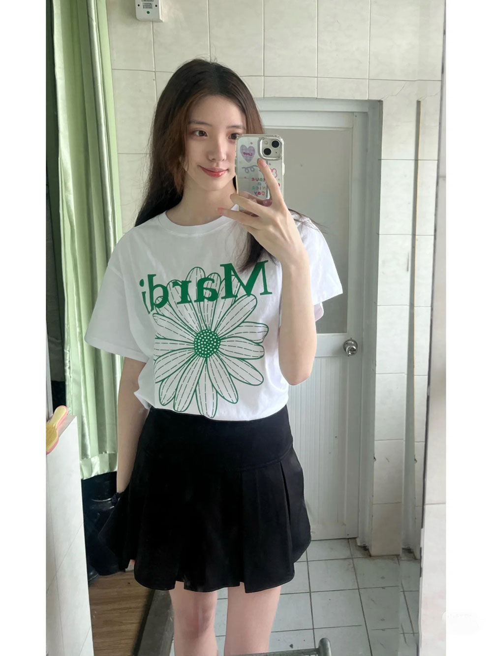 666轻职风印花短袖小雏菊常规T恤宽松卡通百搭韩版女士上衣