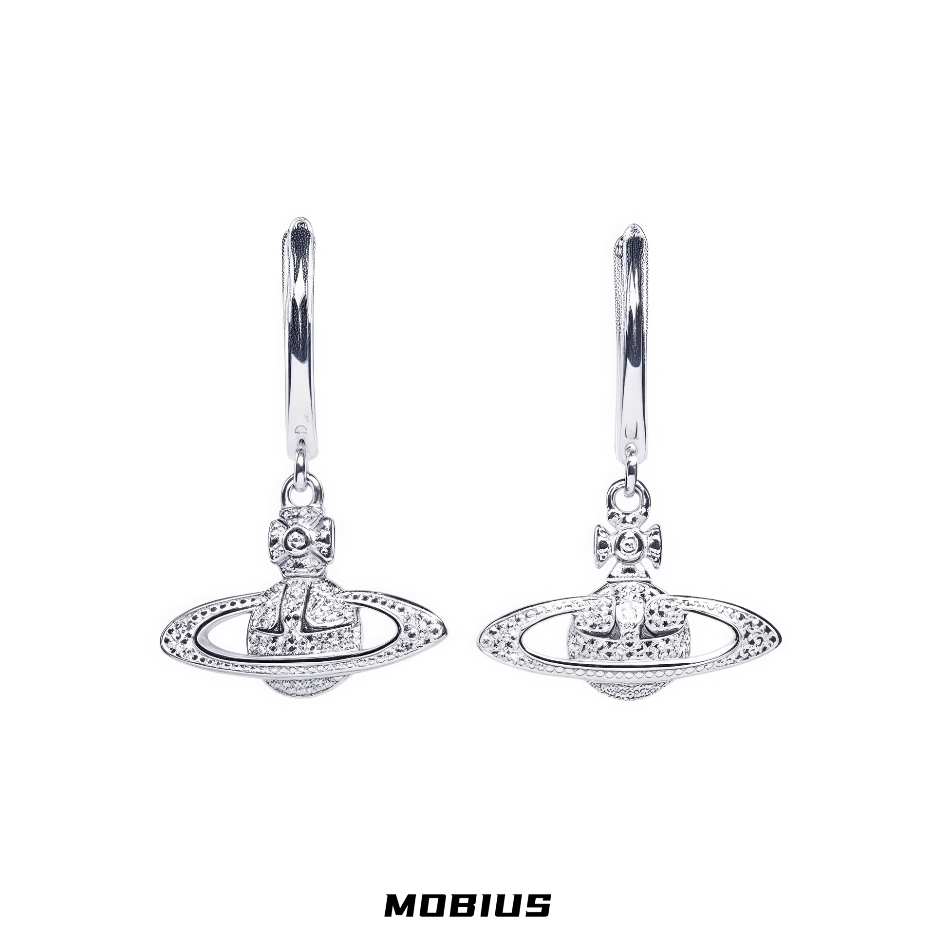 钛钢耳饰 满钻土星吊坠耳环潮镶钻锆石超闪轻奢时尚养耳情侣耳钉