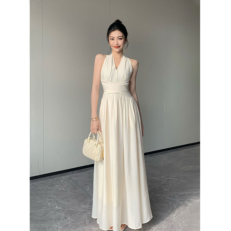 JIJINQI气质显瘦黑色连衣裙夏季新款时尚收腰黑色长裙JC06LZXL046