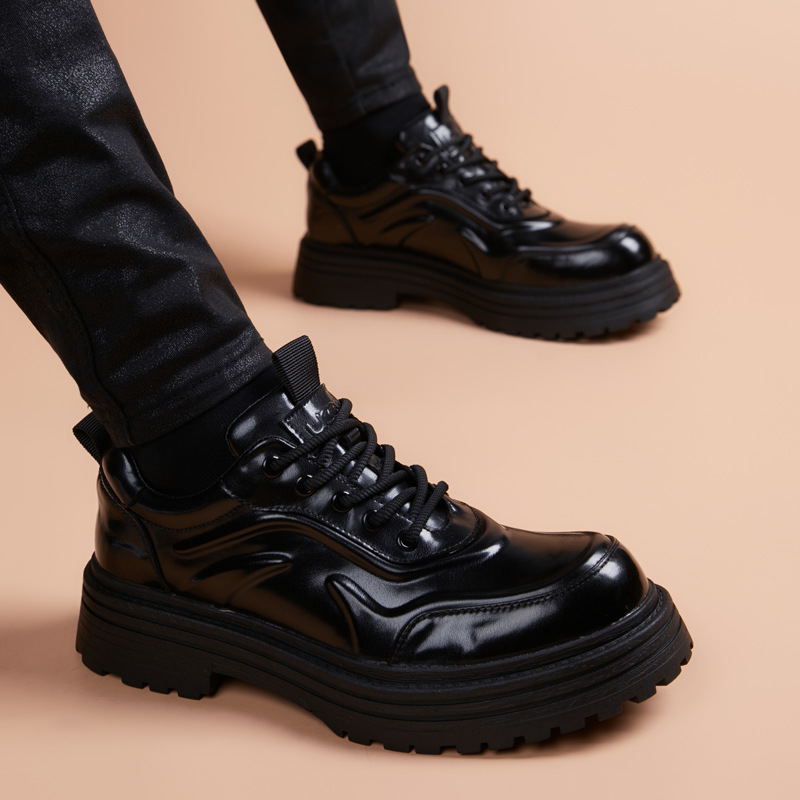 英国『设计师』力荐！商务正装男士皮鞋新款圆头厚底休闲风增高皮鞋