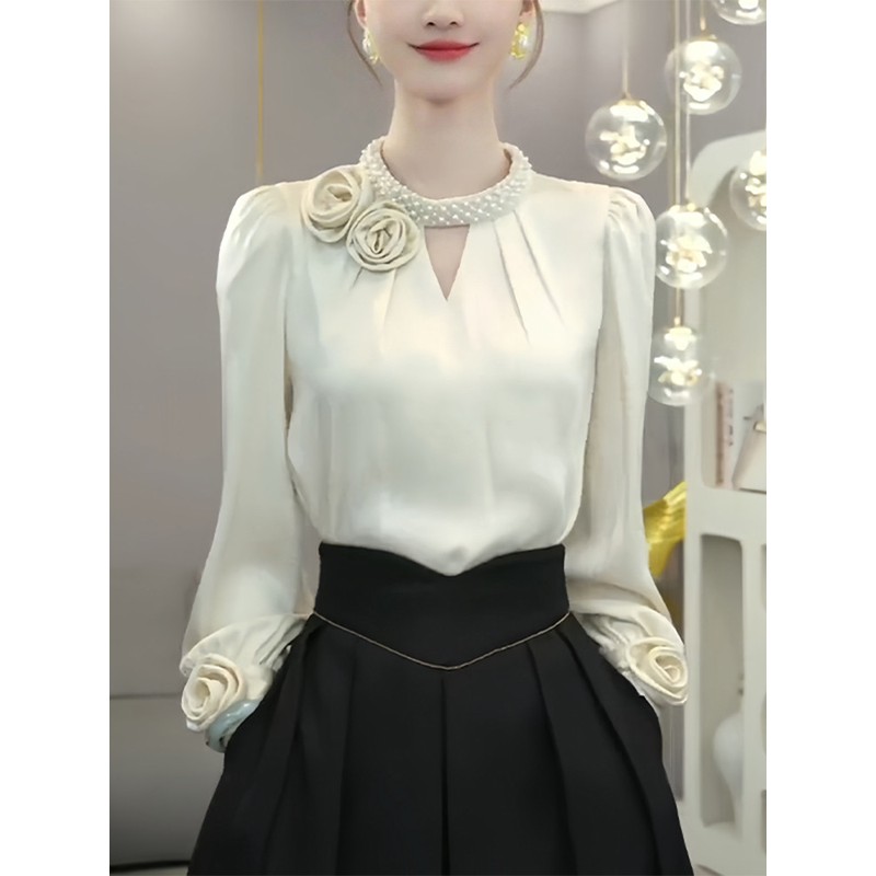 法式优雅女式衬衫2025早秋新品设计高端西式修身别致小衬衫上衣
