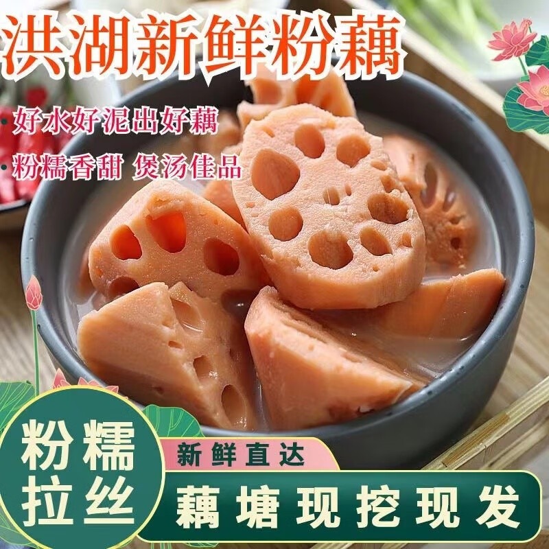 正宗洪湖莲藕新鲜现挖粉藕煲汤藕粉糯香甜藕湖北武汉时令农特产