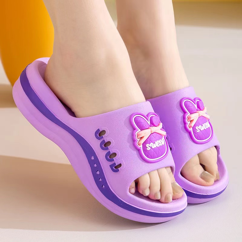 夏季凉拖鞋女防滑加厚底坡跟家用浴室洗澡冲凉塑 料居家鞋女拖鞋