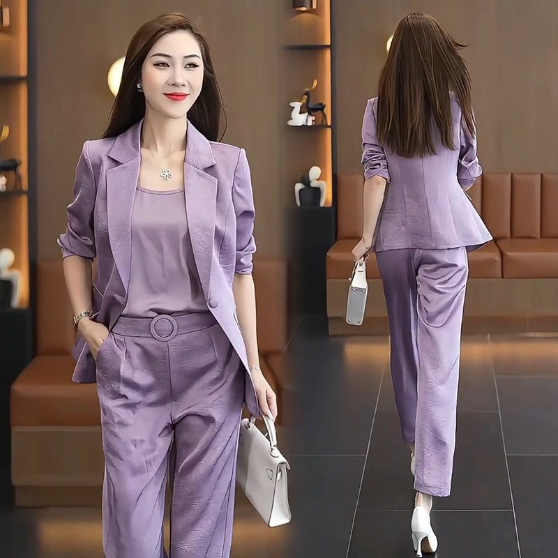 时尚套装女2025春秋新款时髦洋气西装外套吊带西裤气质西服三件套