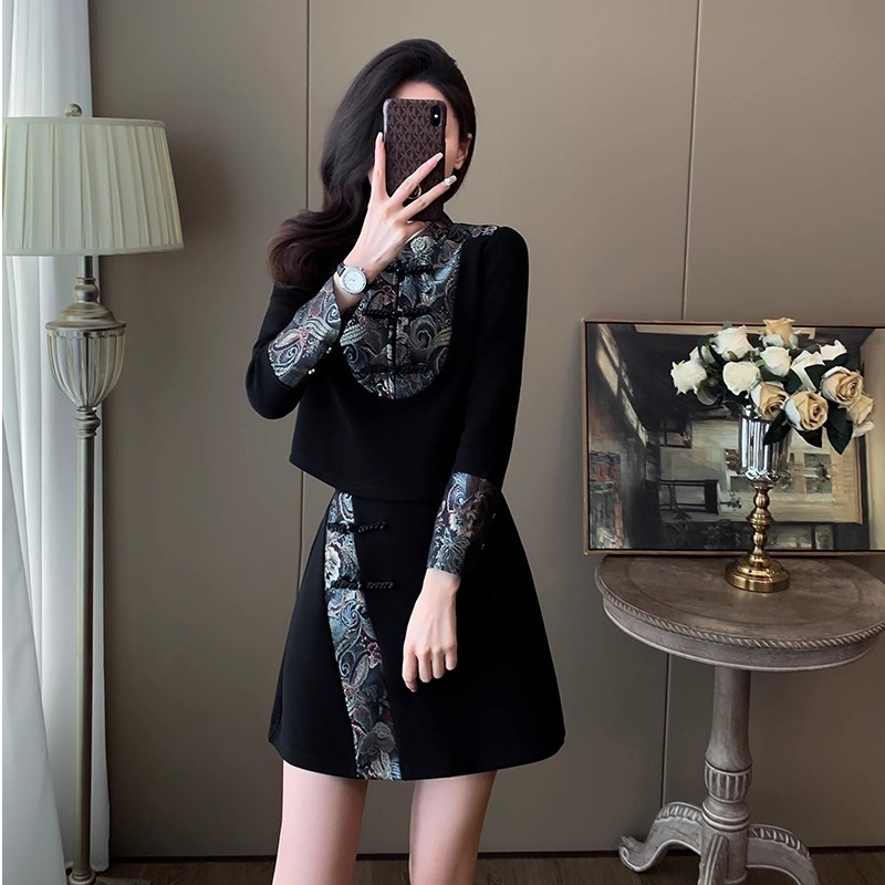 简约通勤简约休闲风时尚套装显瘦秋季长袖复古秋冬两件套女装长袖