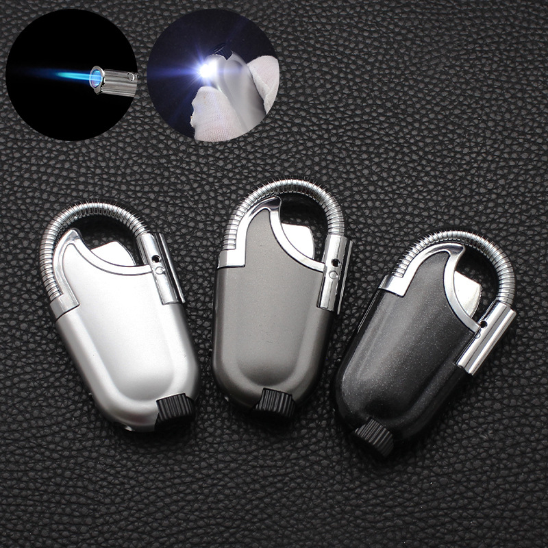 可弯曲DK器防风直冲气创意带灯家用迷你软管带照明灯手电筒