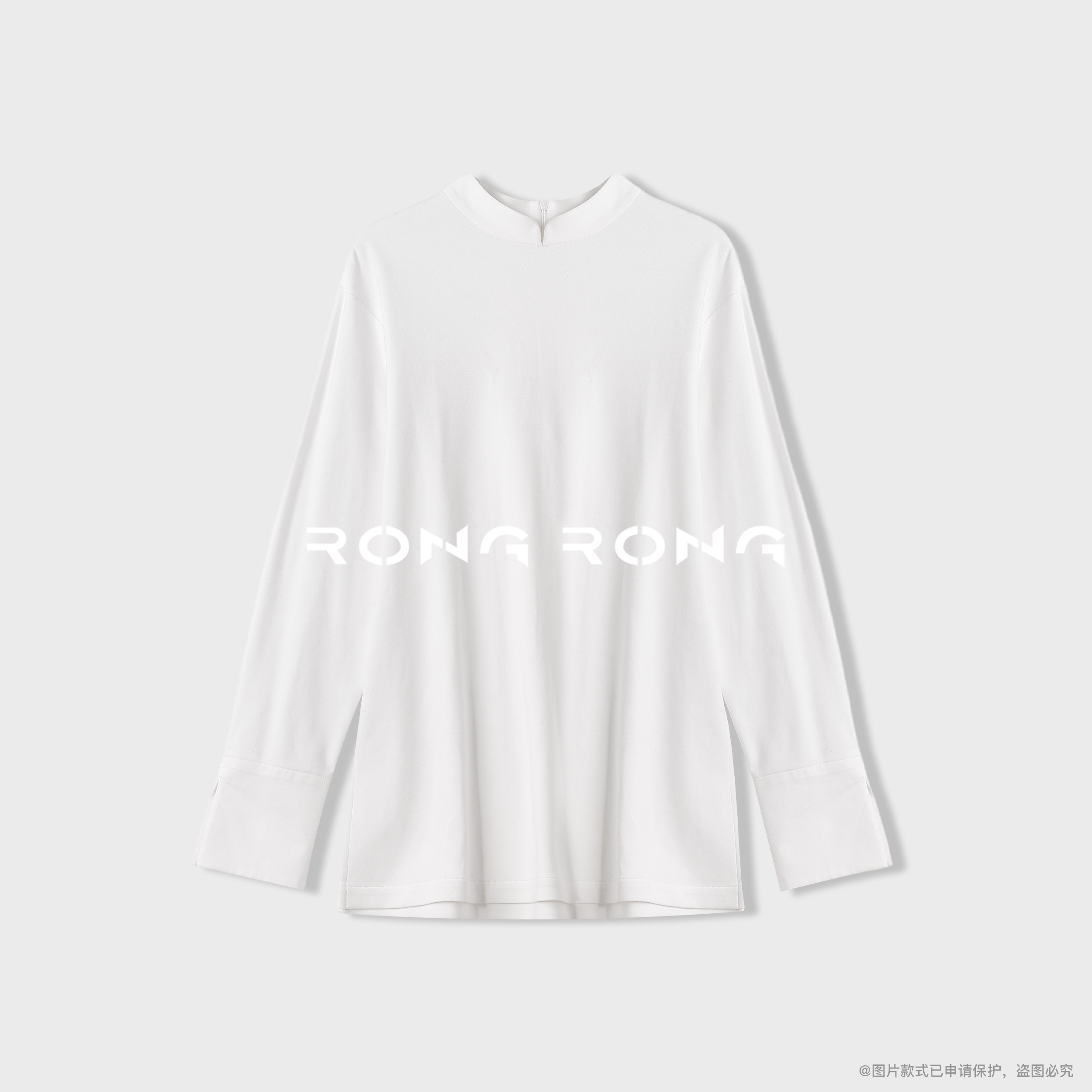 溶溶【暖绒云朵T】RONGRONG 小立领轻中式磨毛保暖长袖T恤F26QT5098