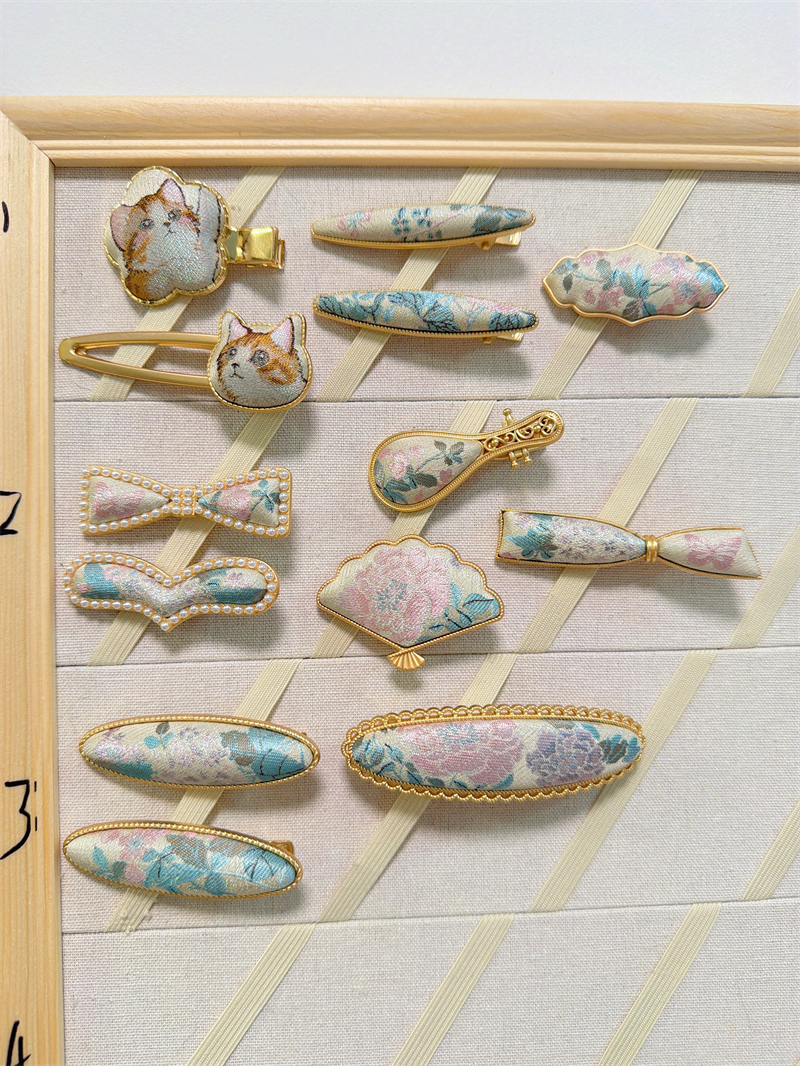 纯手工新中式宋锦发夹高级感国风高端弹簧复古夹子头饰发饰