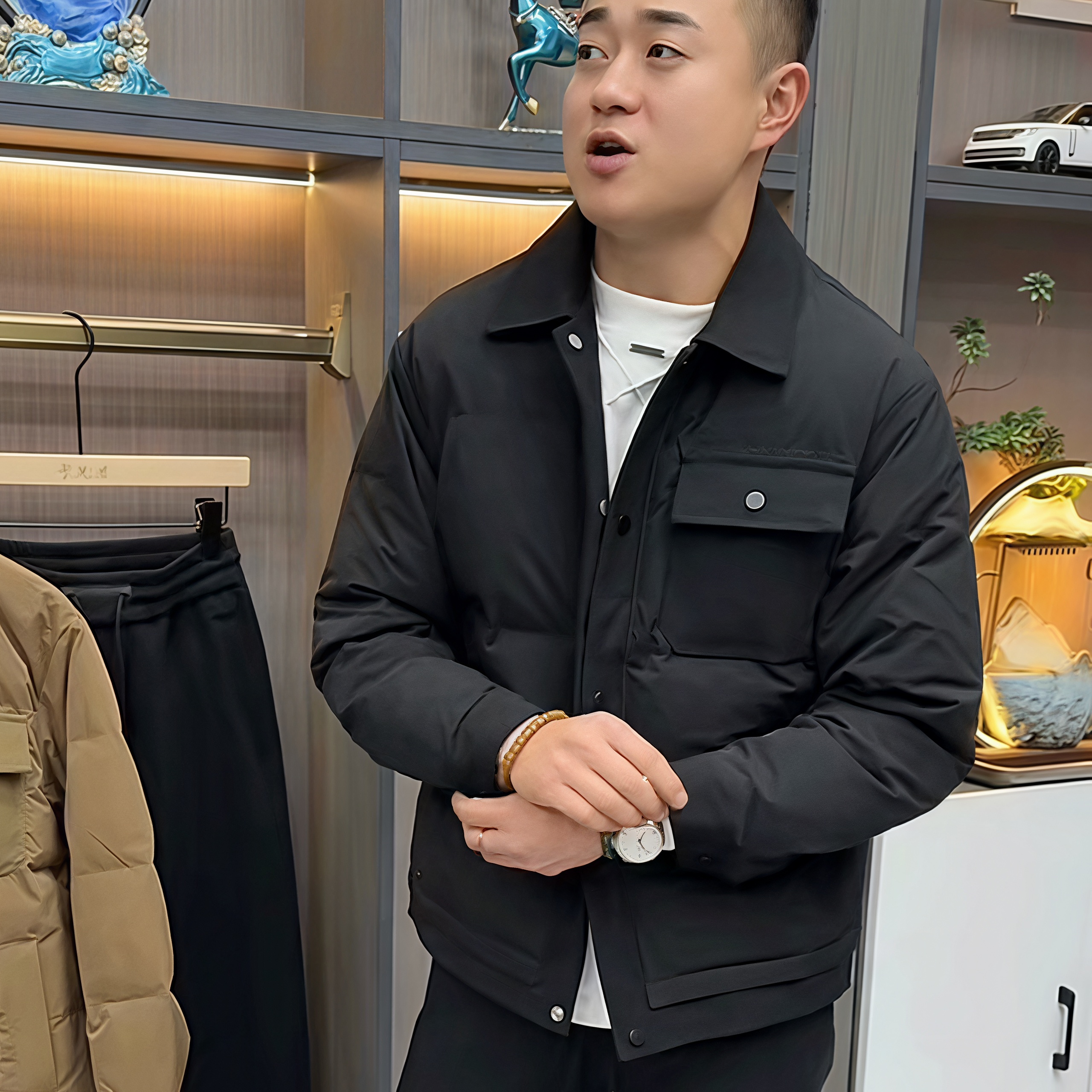 冬季新款男士百搭休闲修身款棉服翻领棉衣外套防寒保暖加厚潮流