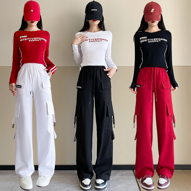 （秋款）广场舞新款百搭潮流休闲阔腿工装裤宽松束脚裤子女