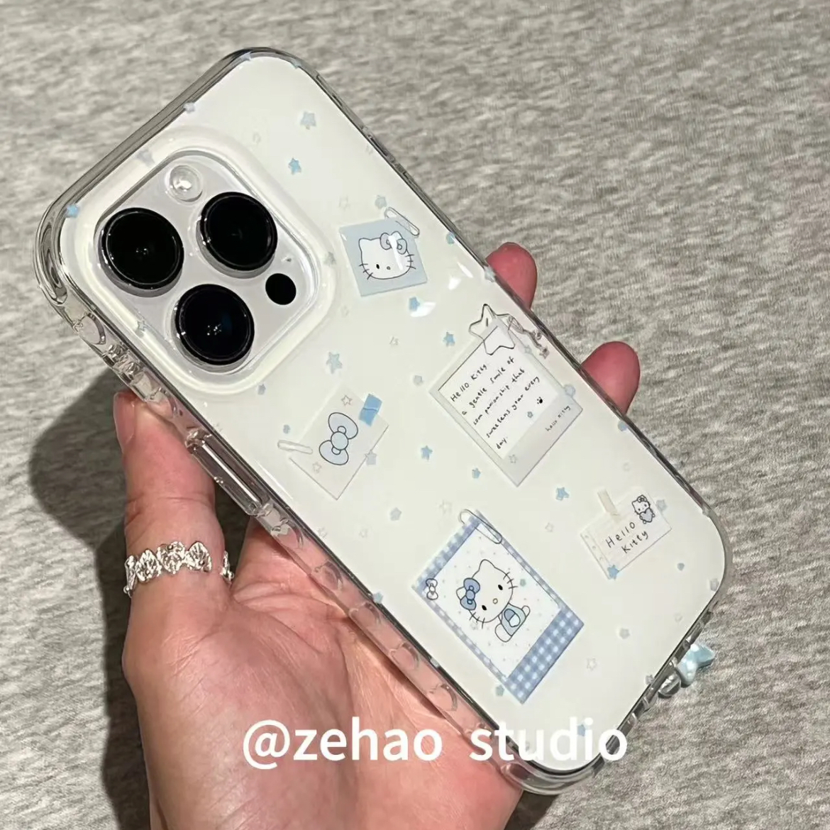 蓝星清新猫咪标签适用苹果17promax手机壳iphone16pro新款15/14