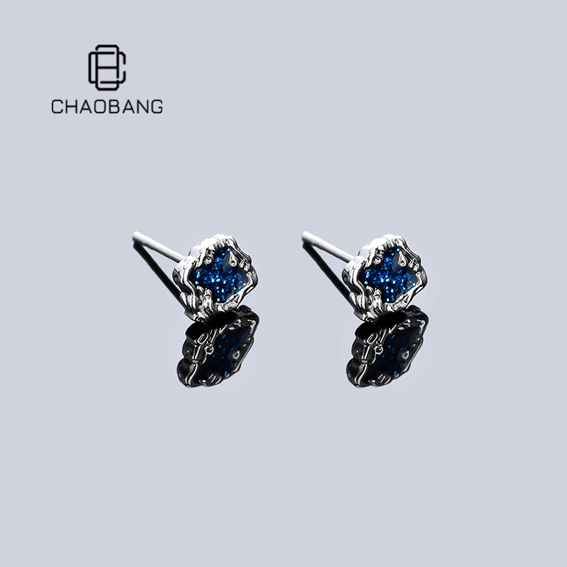 chaobang/潮邦 铜合金耳饰 小众不规则滴油耳钉轻奢高级感ins饰品