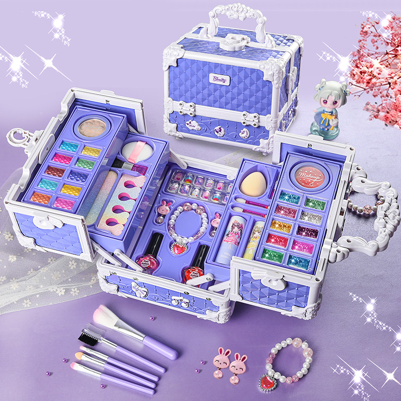 儿童化妆品玩具无毒女孩专用公主指甲油水洗小女童彩妆盒生日礼物