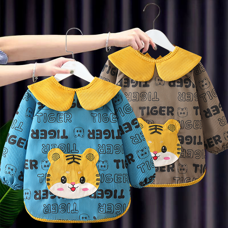 秋冬季儿童罩衣防水耐脏宝宝外穿洋气婴儿吃饭围兜围裙幼儿园护衣