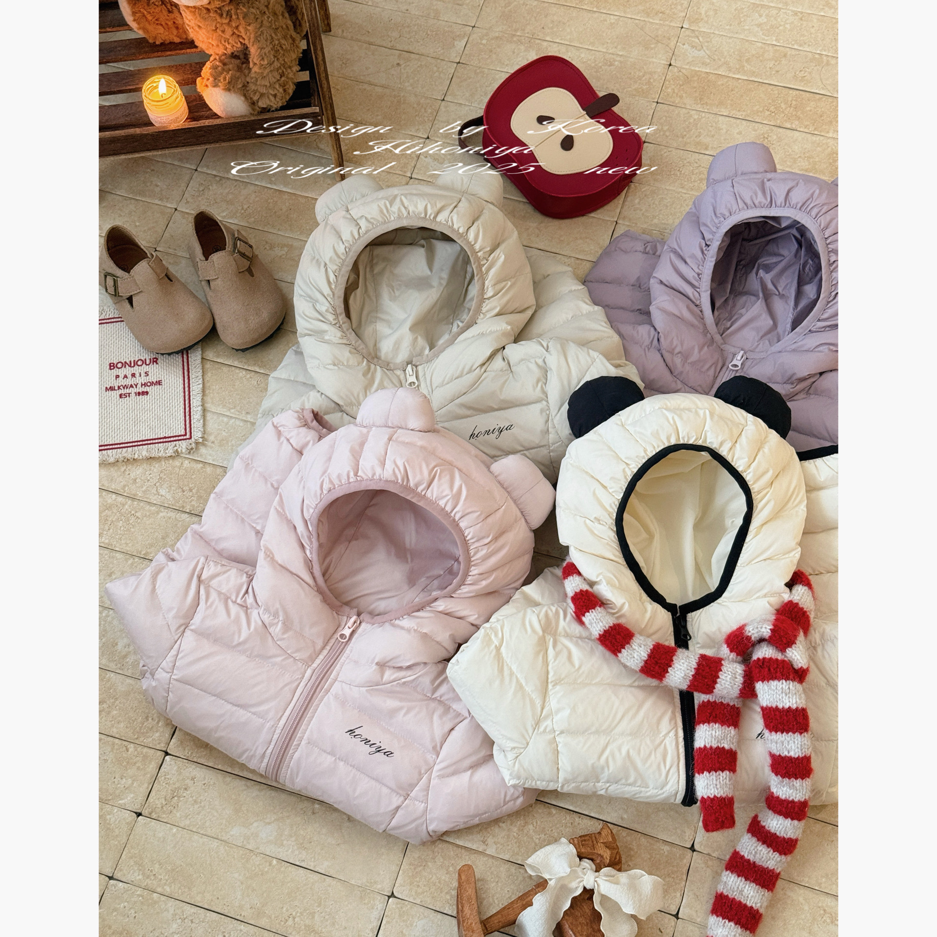 【小熊猫】二Hihoniya~2025秋冬亲子可爱小熊轻薄90白鸭绒羽绒服