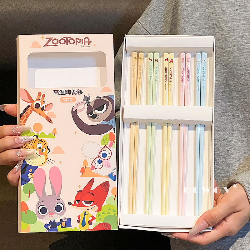 疯狂动物城陶瓷筷子家用专人专用高档抗菌防霉儿童筷家庭套装礼物