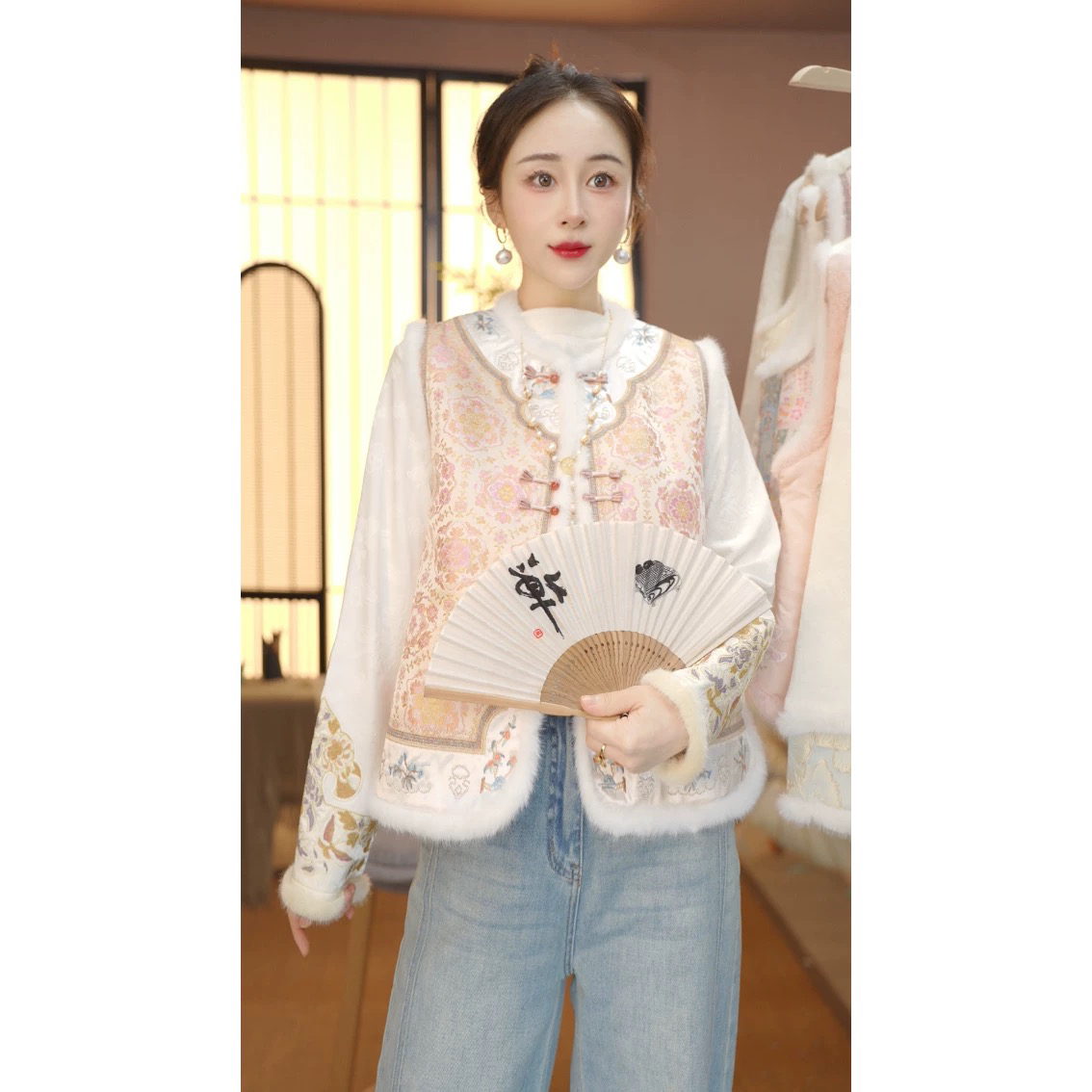 加棉加厚2025新中式国风提花女士百搭马甲-059