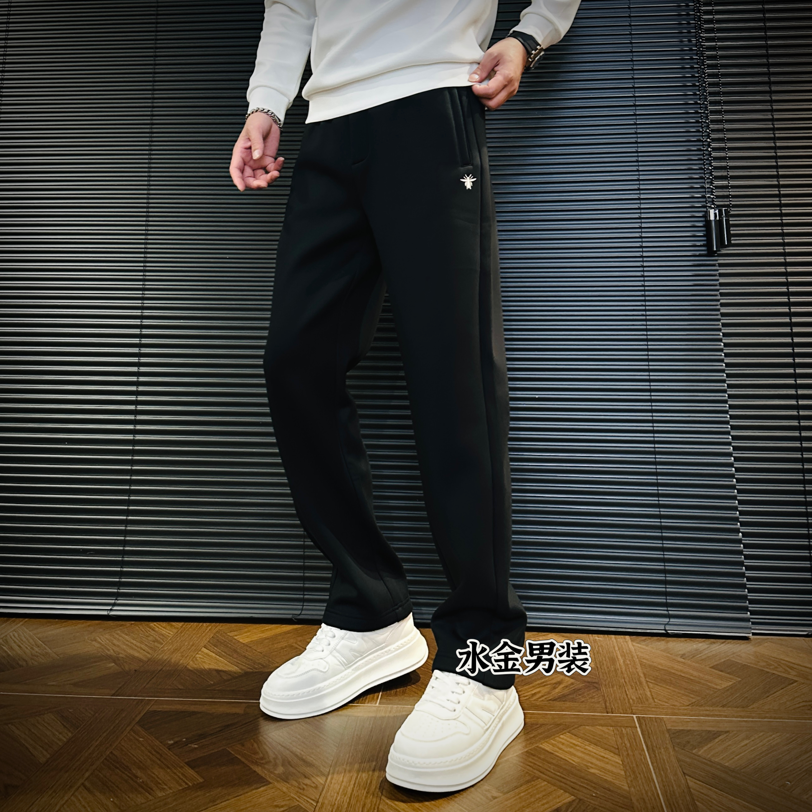 2025男装男士冬季高端轻奢潮流舒适透气加厚加绒修身休闲裤58099