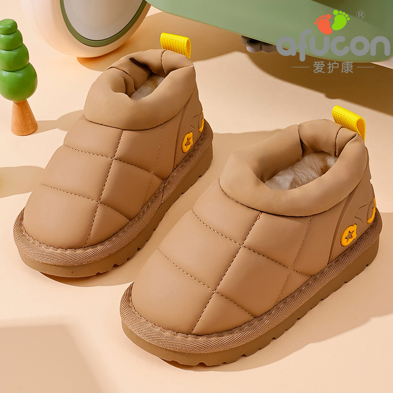 爱护康男女童加绒棉鞋宝宝软底加厚保暖冬季大棉雪地靴小童款