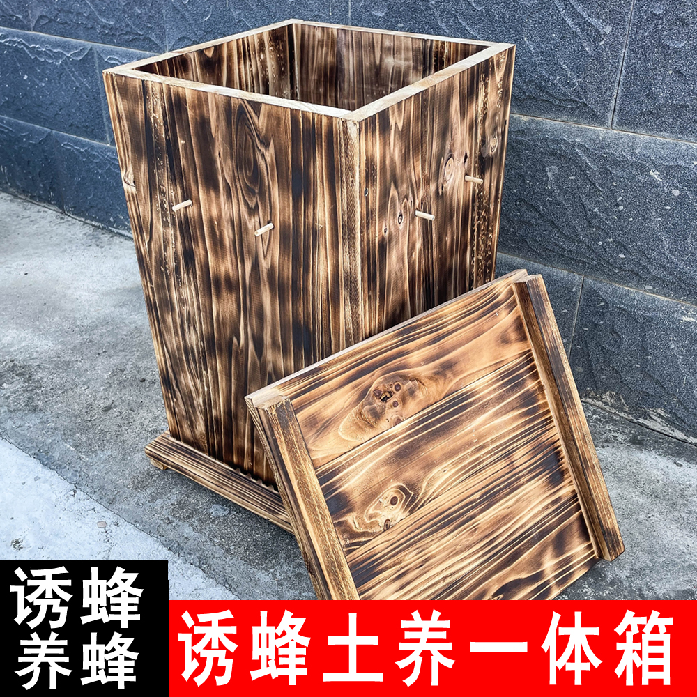 中蜂土养蜂箱杉木诱蜂箱引蜂诱蜂桶加厚老式蜜蜂箱方形诱蜂招蜂箱