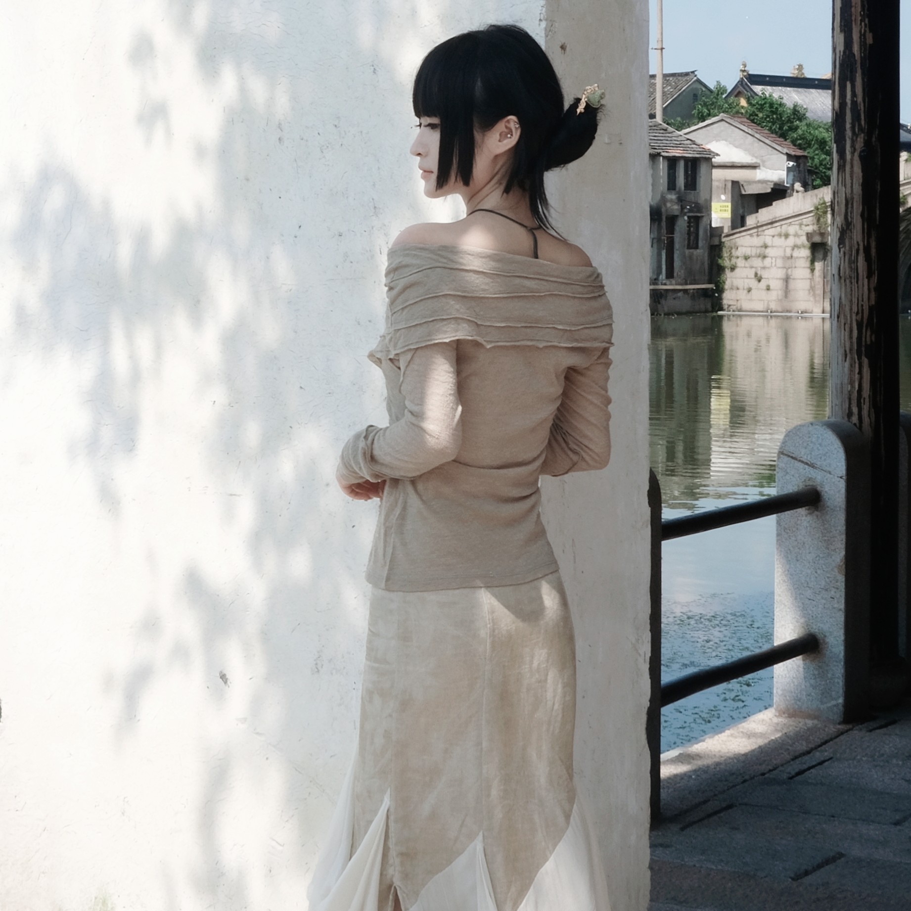 薄款羊毛针织百搭套头手工染色款修身型上衣夏季