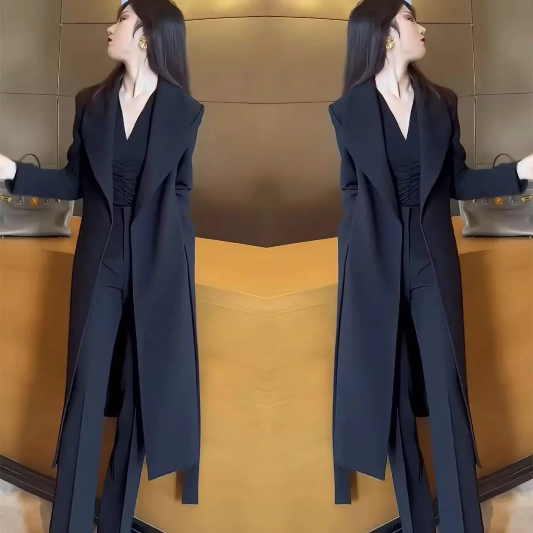 大码网红同款2025秋新款胖mm显瘦高端气质时尚收腰系带风衣外套女