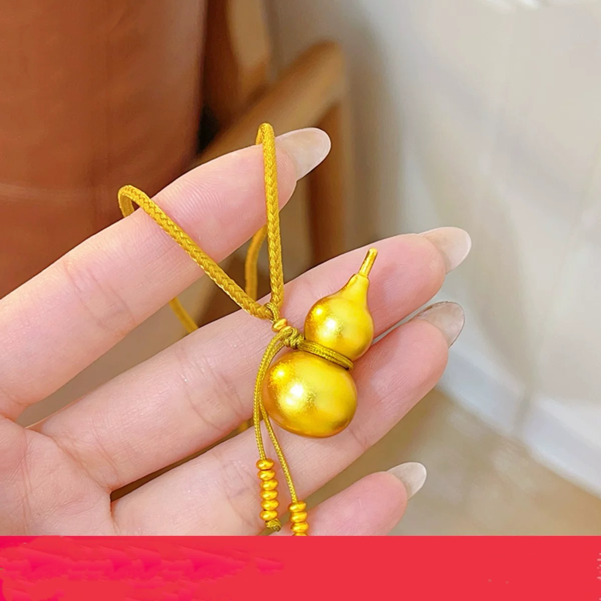 钛钢珐琅项链 704镀K金新款古法流苏葫芦项链实心福禄毛衣链