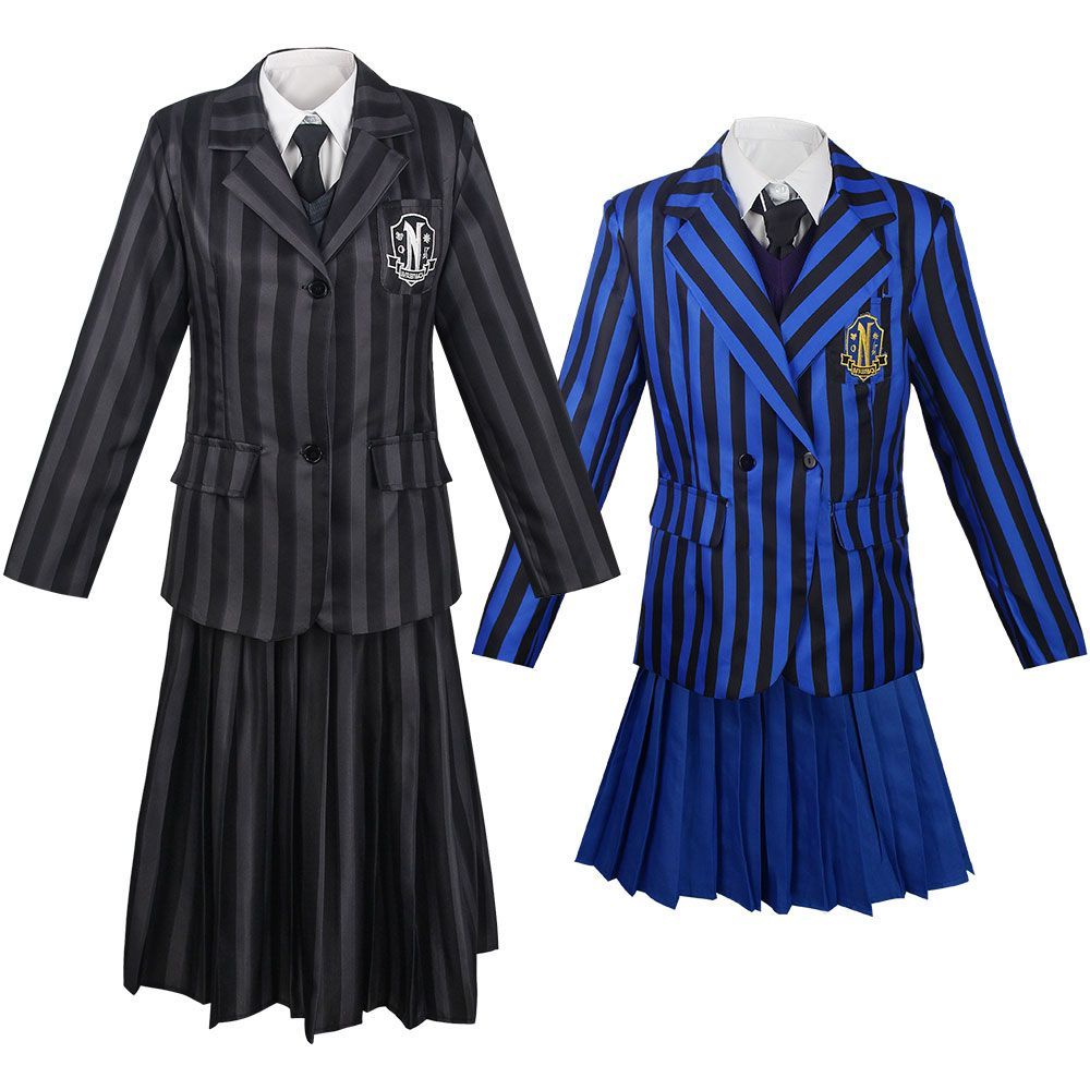 中世纪黑蓝校服cos服成人儿童连衣裙万圣节cosplay角色扮演舞台服