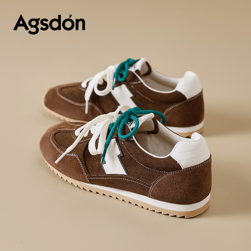 /奥古狮登棕色德训鞋女2025新款秋冬季厚底增高运动休闲鞋子爆款Q