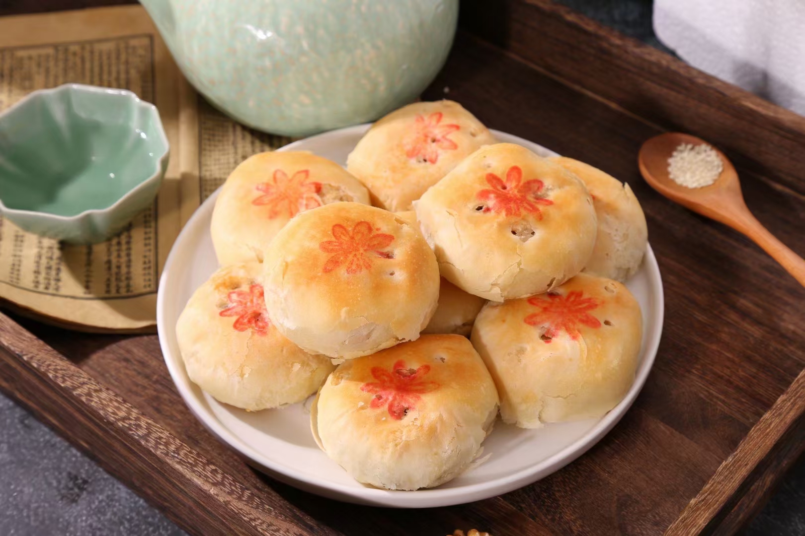 陕南镇安特产传统手工点心老式核桃仁红糖纯手工蜂蜜馅糕点