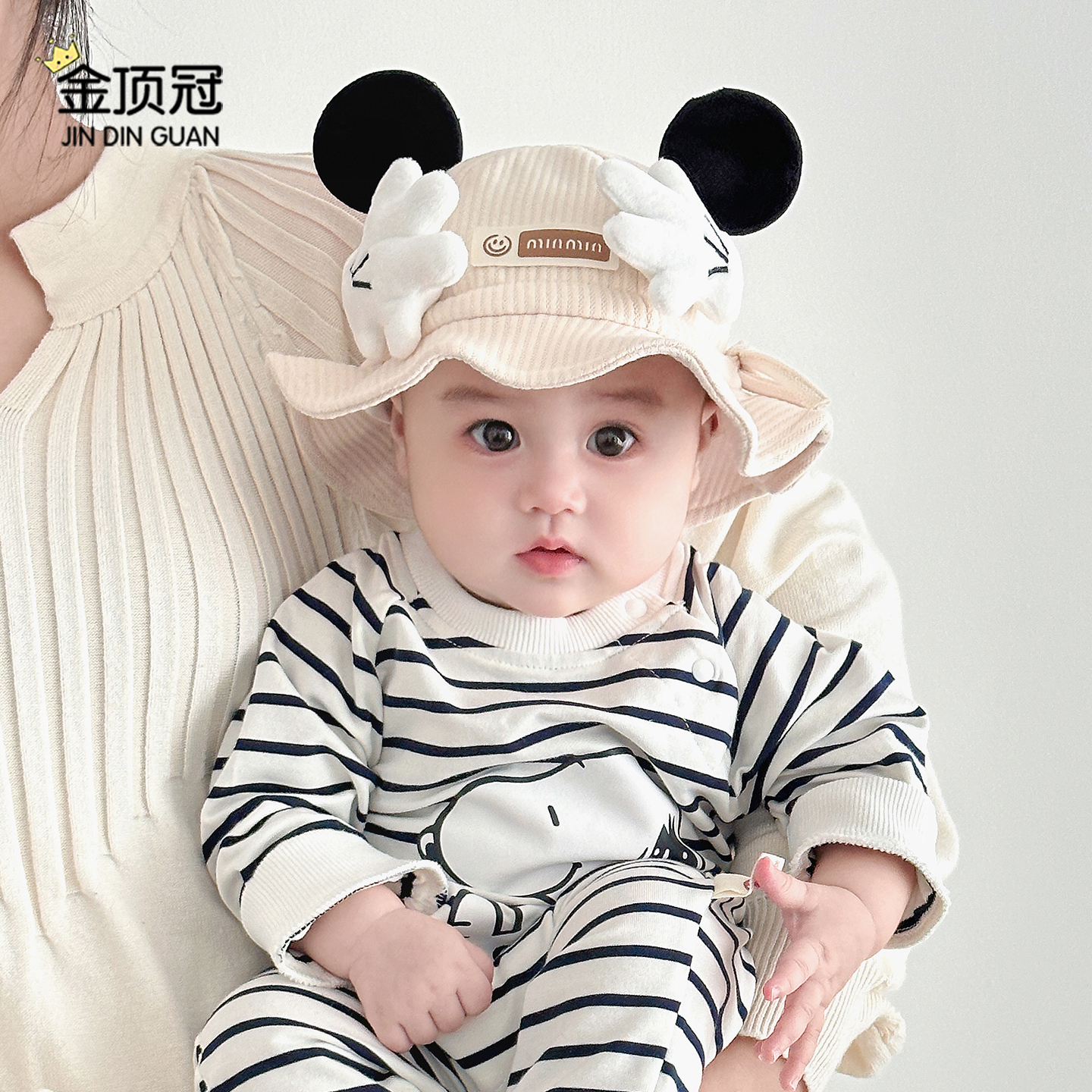 婴幼儿 宝宝圆顶宽檐秋冬休闲风森系卡通短檐新生儿渔夫帽帽子