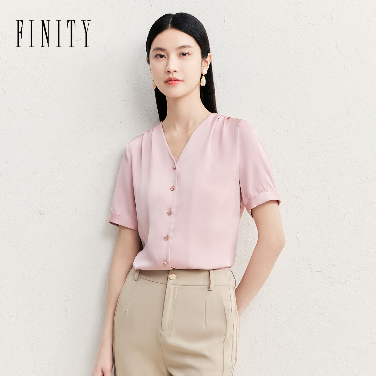 【粉丝专享】FINITY 新款气质衬衣轻奢时尚设计感显瘦 F21Y3D06C2