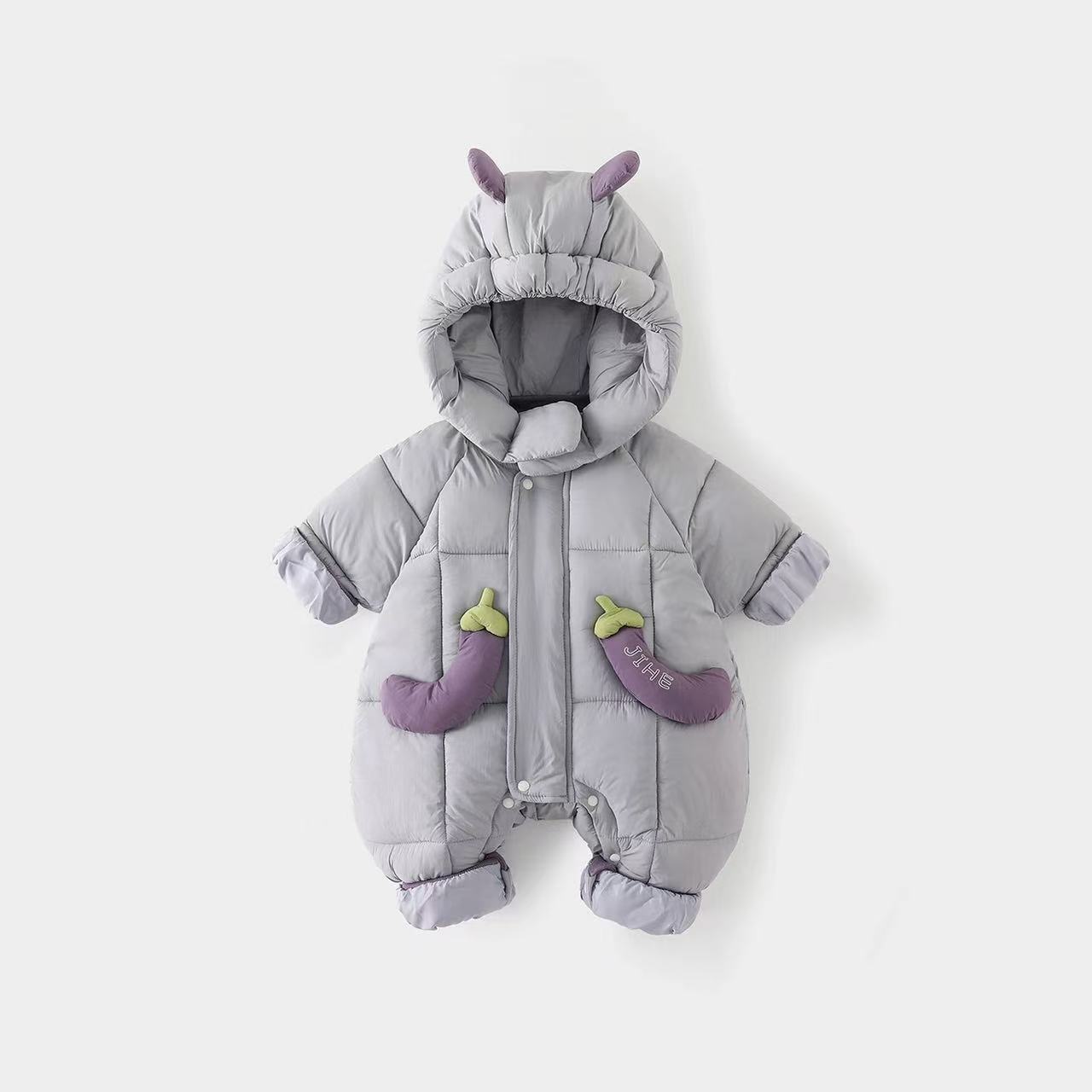 婴儿衣服外出外出服冬季带帽棉服哈衣宝宝卡通加厚保暖连体衣冬装