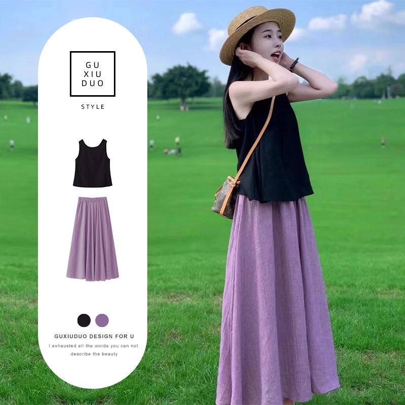 2025初夏季新款女装今年流行的漂亮爆款盐系轻熟两件套装连衣裙子