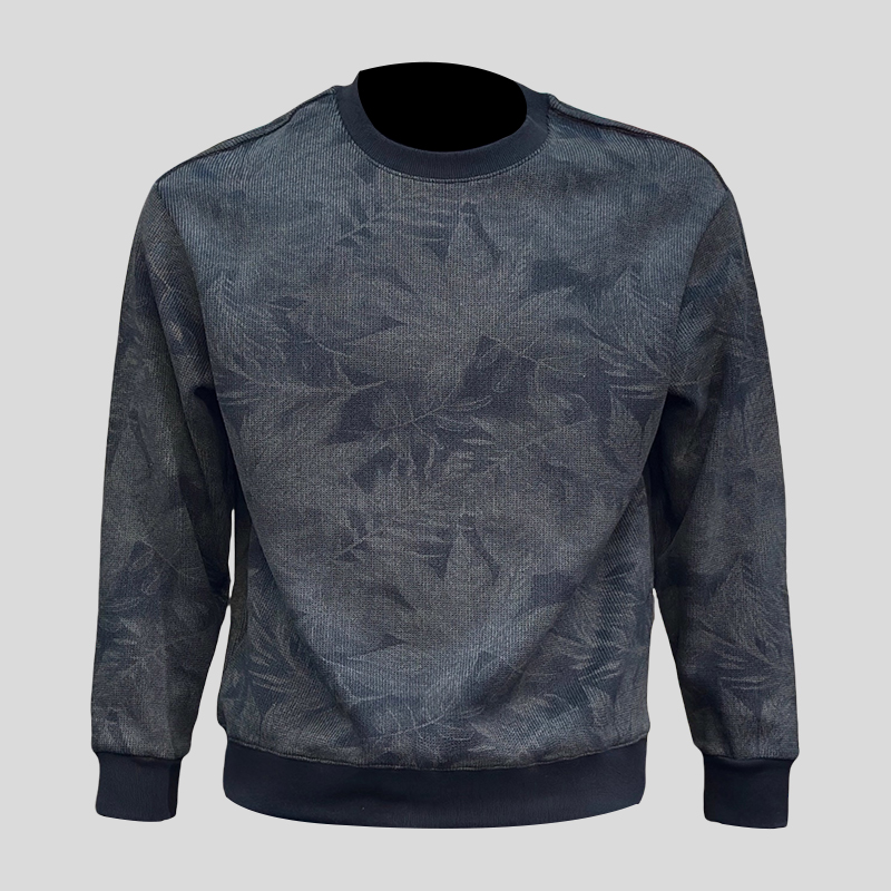 ohmmayby秋季新款男圆领卫衣时尚潮流印花落叶长袖休闲百搭打底衫