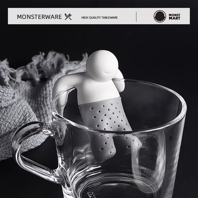 创意304不锈钢泡茶器茶叶过滤小人茶漏泡茶叶过滤器矽胶滤茶器新