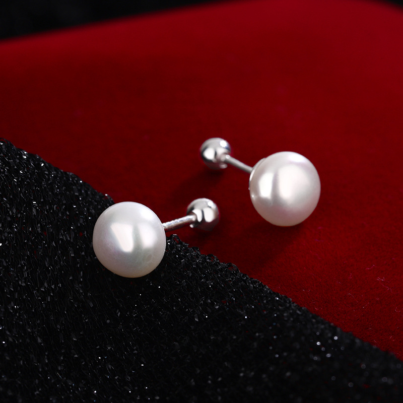 足银耳饰 S999足银简约时尚百搭睡觉免摘拧螺丝耳饰