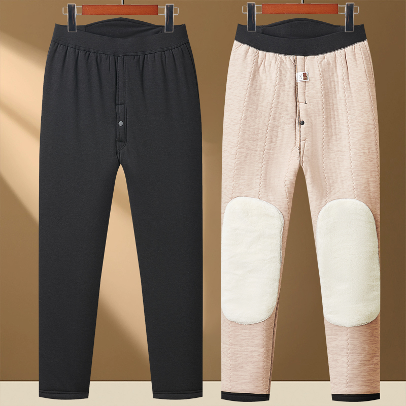 立体剪裁纯色商务风长裤男棉裤防寒冬季爸爸装绒裤中老年男保暖裤