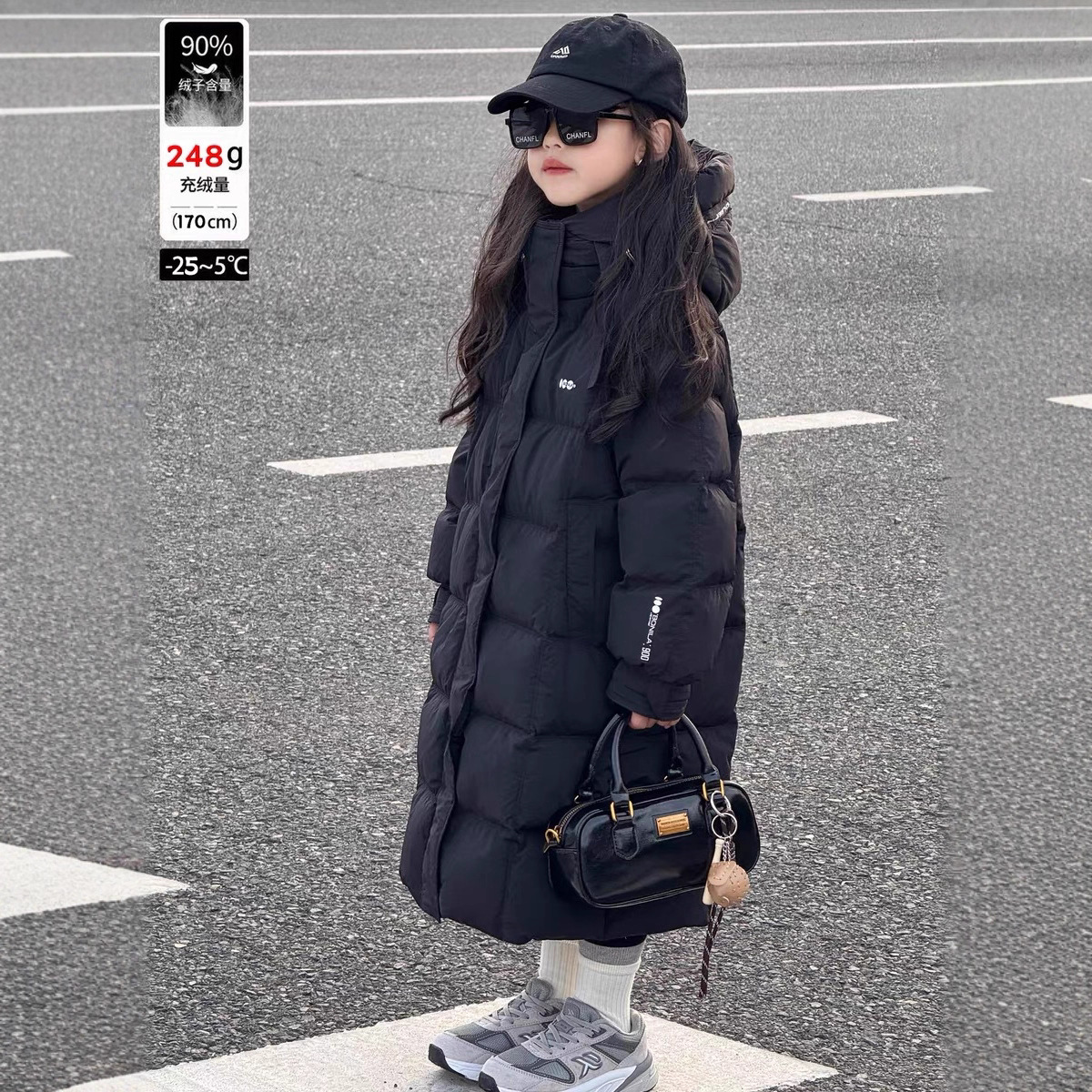 儿童长款羽绒服2025年冬季新款90白鸭绒男童女童加厚连帽亲子外套