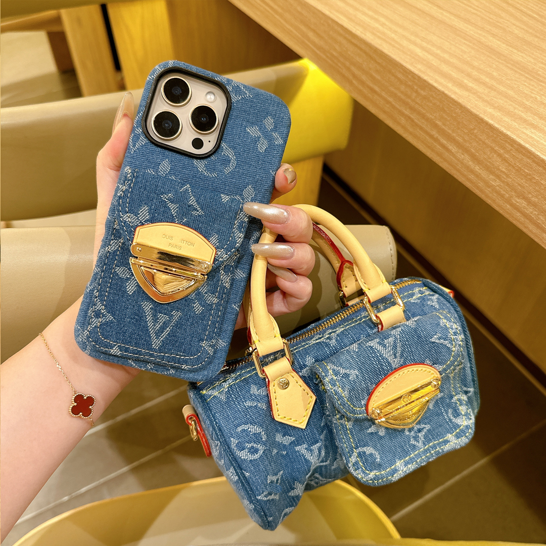 丹尼牛仔皮标卡包苹果手机壳16promax适用14新款15防摔12全包13