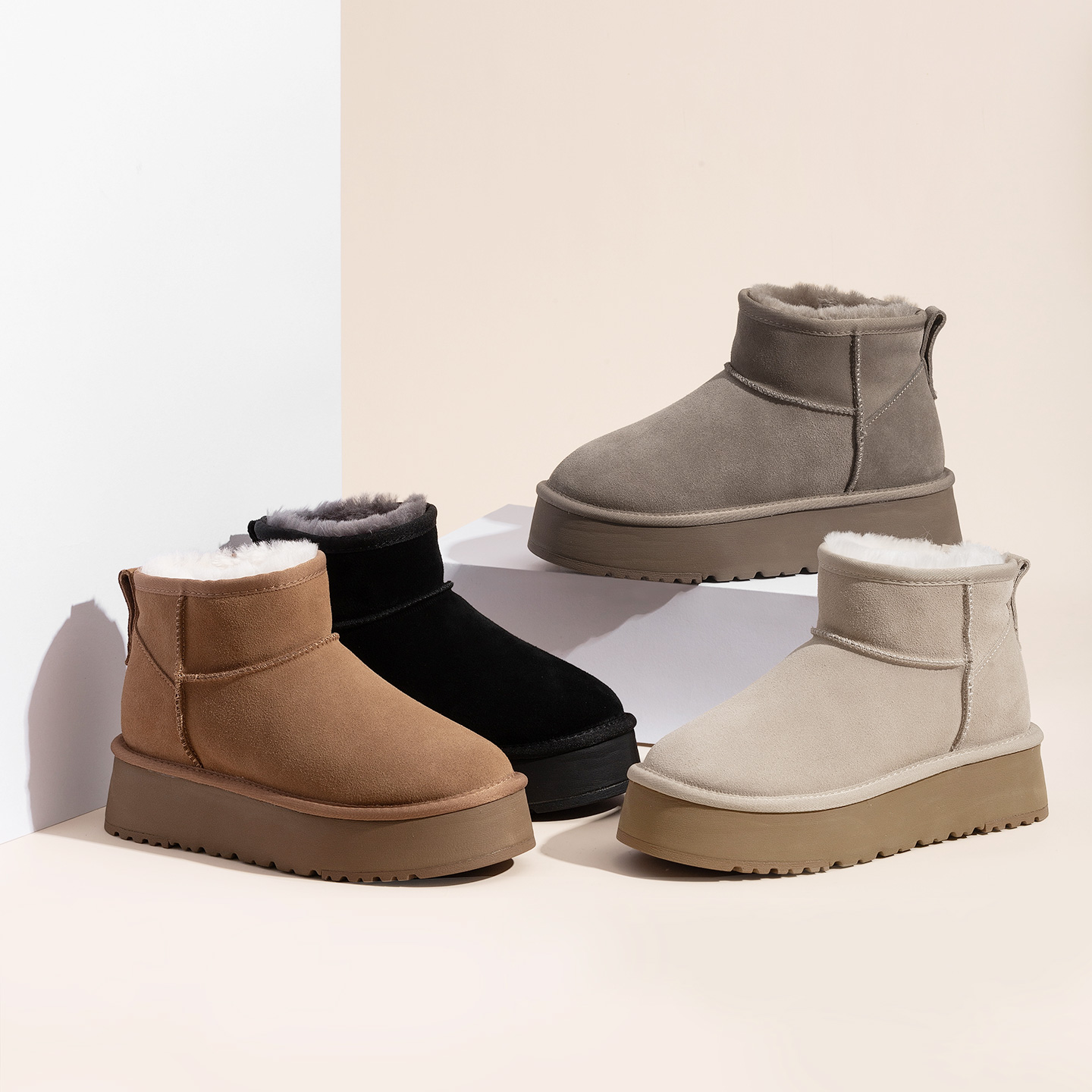 8厘米【Mini内增高】防水防滑羊毛一体桑坡雪地靴女款爆款2025新款