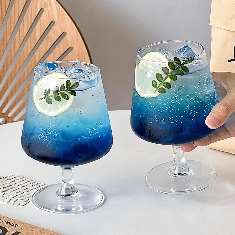 风矮脚玻璃杯鸡尾酒杯饮品杯苏打气泡水杯饮料调酒杯子高级感R587