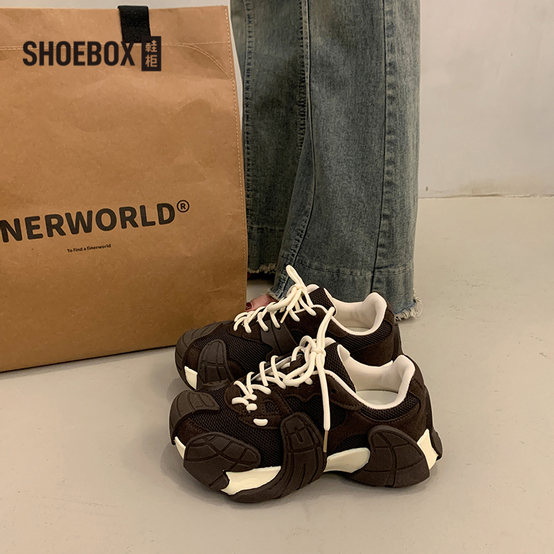 SHOEBOX鞋柜超火厚底增高轻便老爹鞋女2025秋季爆款运动休闲鞋