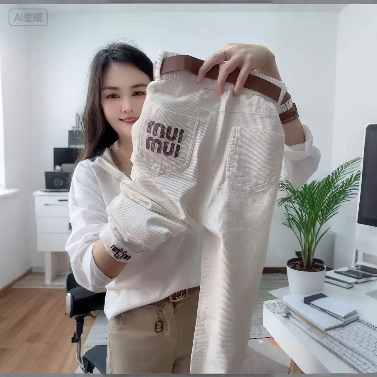 胖MM大码直筒裤女秋季新款休闲裤小个子穿高腰时尚条绒小脚哈伦裤