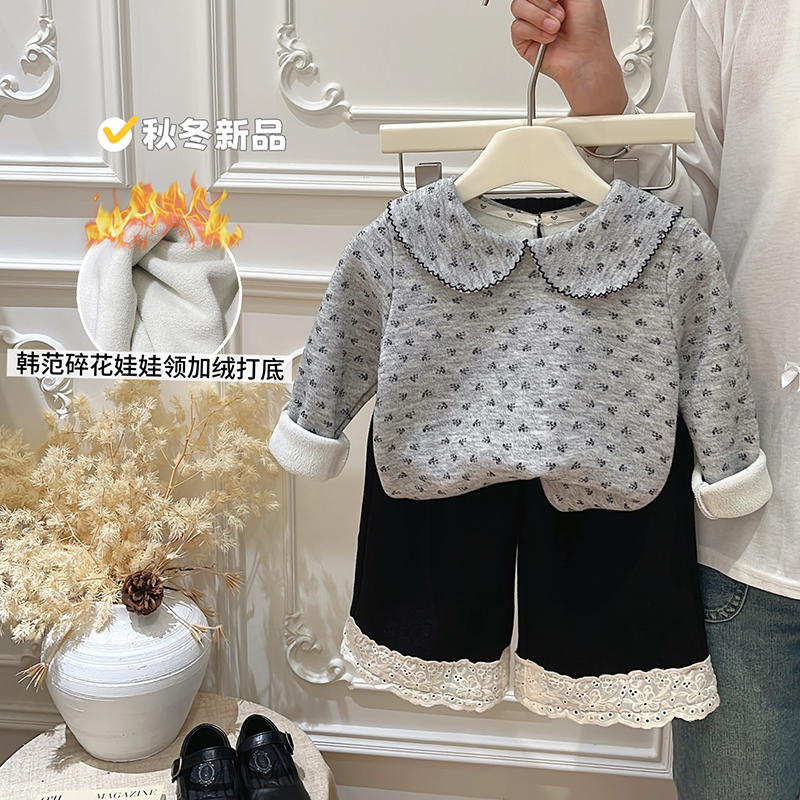 女童秋冬季新款加绒加厚打底衣女宝宝韩版休闲外穿儿童上衣童装潮
