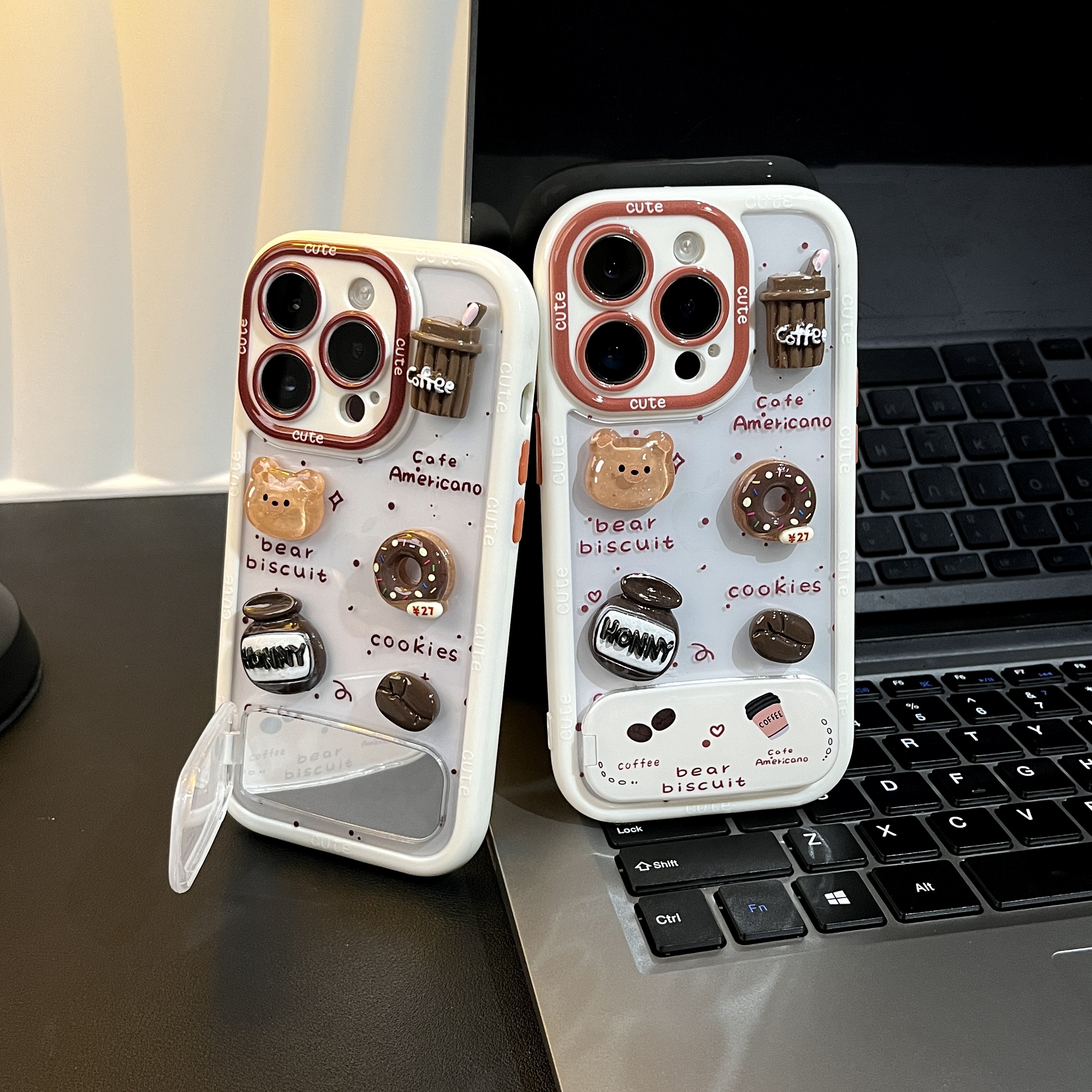 雅天立墨点咖啡豆小熊适用苹果16/13手机壳华为P70vivoppo小米15