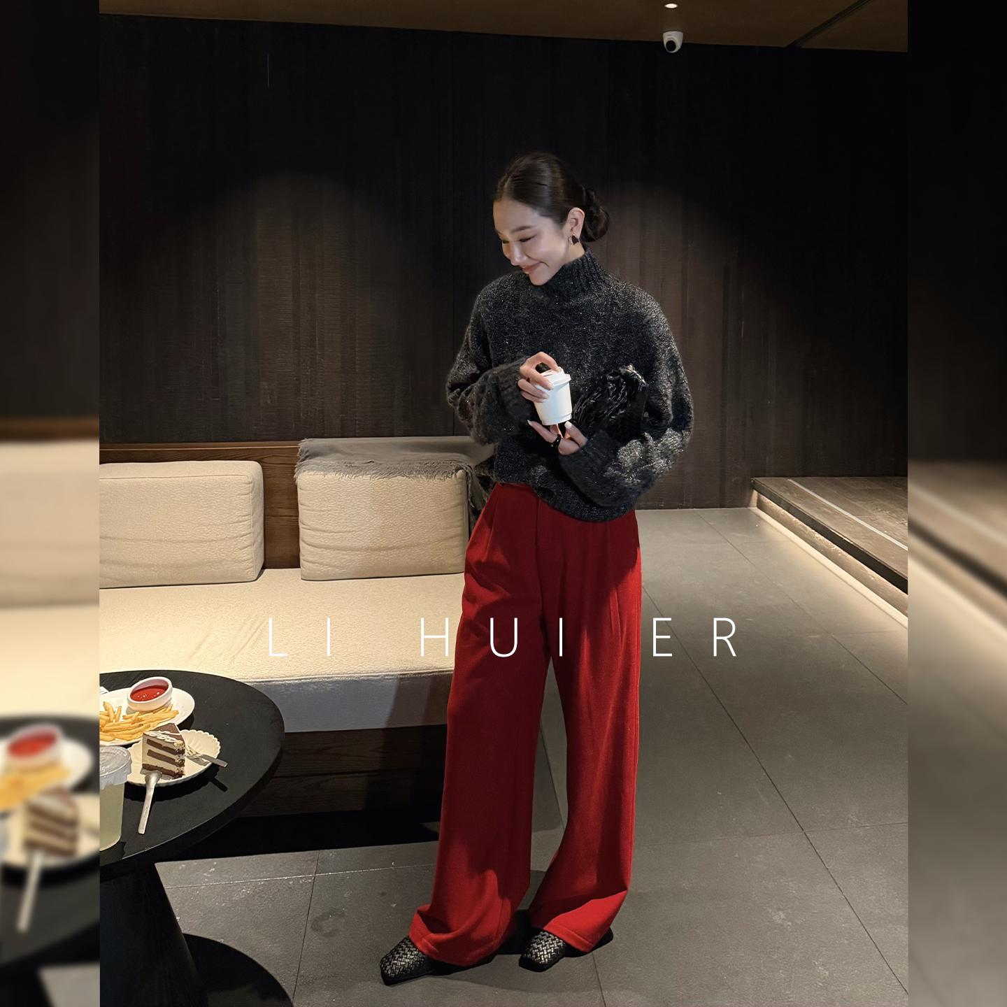 LiHuiEr李慧儿【浆果】2025冬款气质百搭舒适红色裤子LL0251289