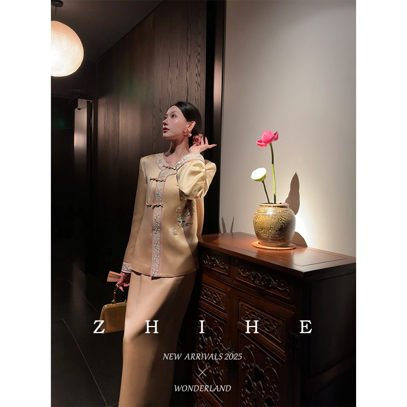 无艳一禾【锦绣未央】囍嫁系列 新中式原创醋酸重工珠绣外套+半裙