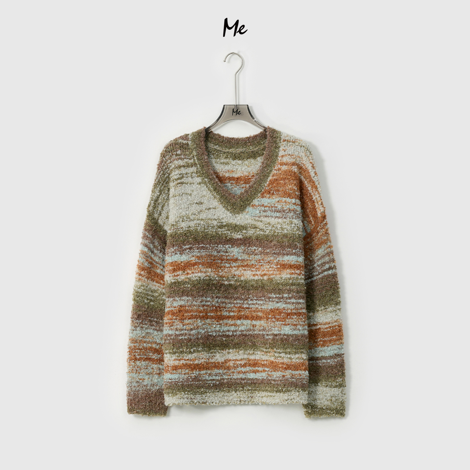 ME【暖冬喀纳斯】北纬43°绵羊毛混色花纱艺术条纹时尚毛衣MESA4275