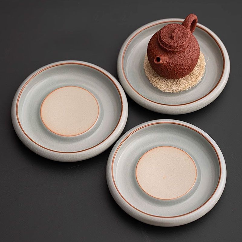 国潮主人杯天青汝窑壶承复古茶承干泡台壶托陶瓷功夫茶具茶具配件